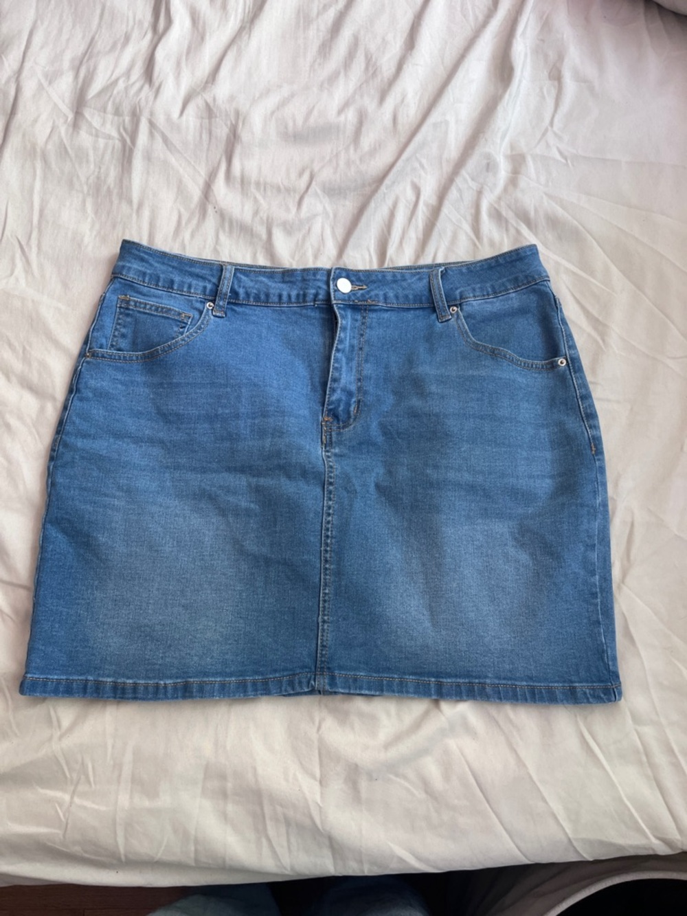 Casual Blue Denim Mini Skirt - Women's